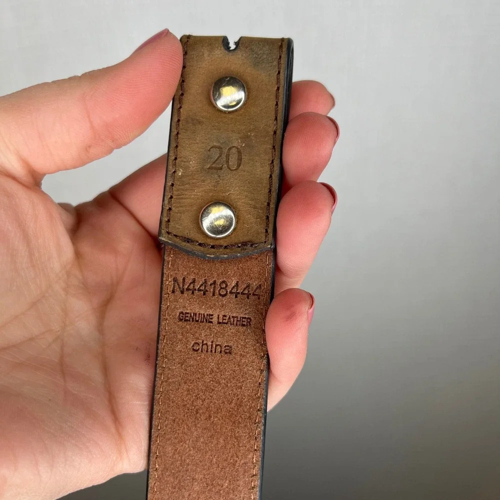 Nocona Belt Co Kids Tan Leather Western Embroidered Concho Belt Size 20 N4418444